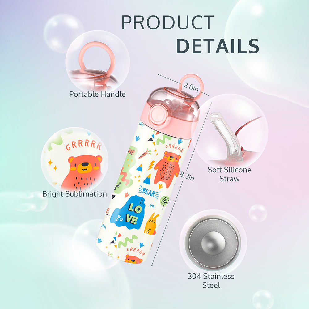 16oz Blank Kids Water Bottle for Sublimation Heat Press