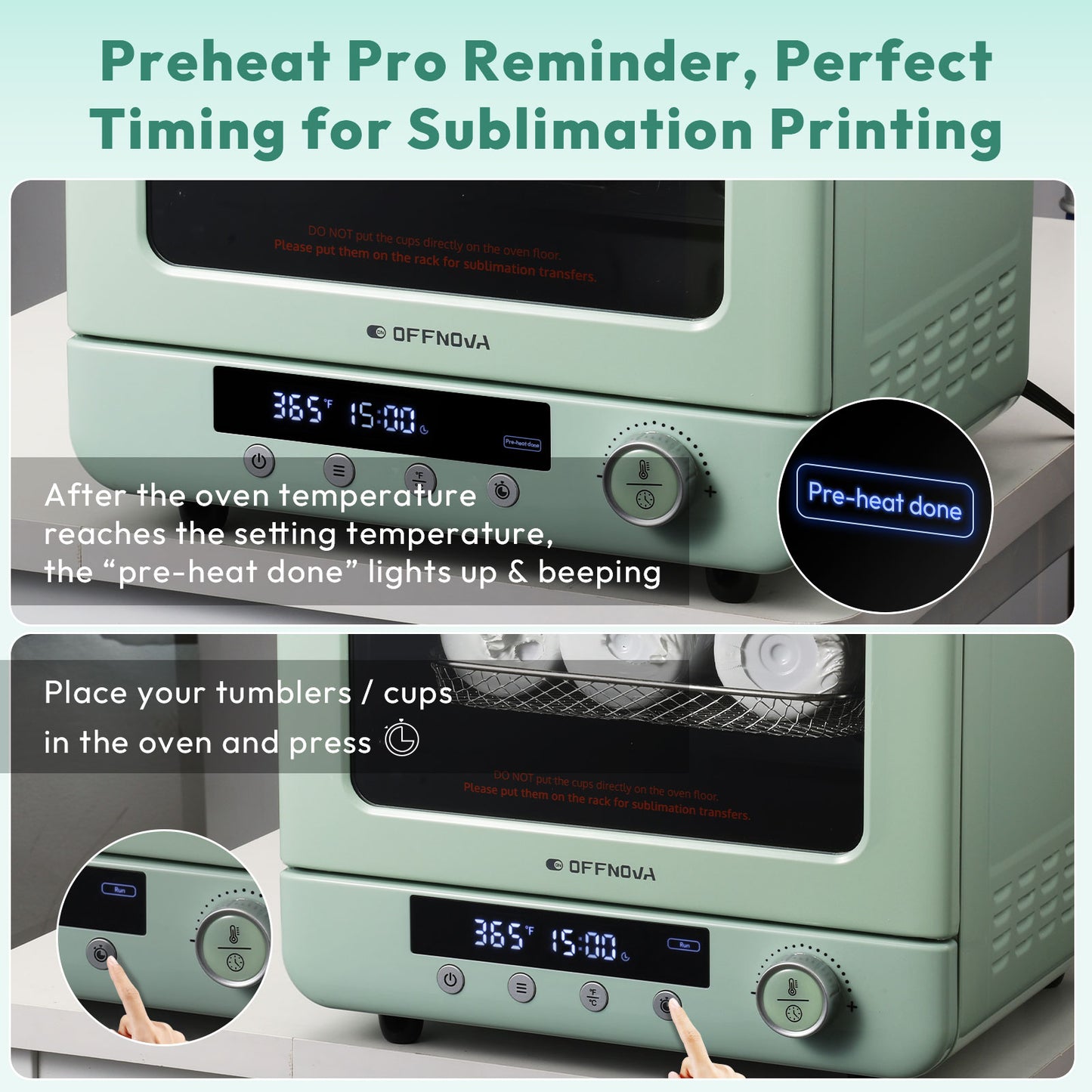 Sublimation Oven Machine, 20L, 110V, 1250W, Built-in 'Preheat-done' Alarm with a Countdown Button
