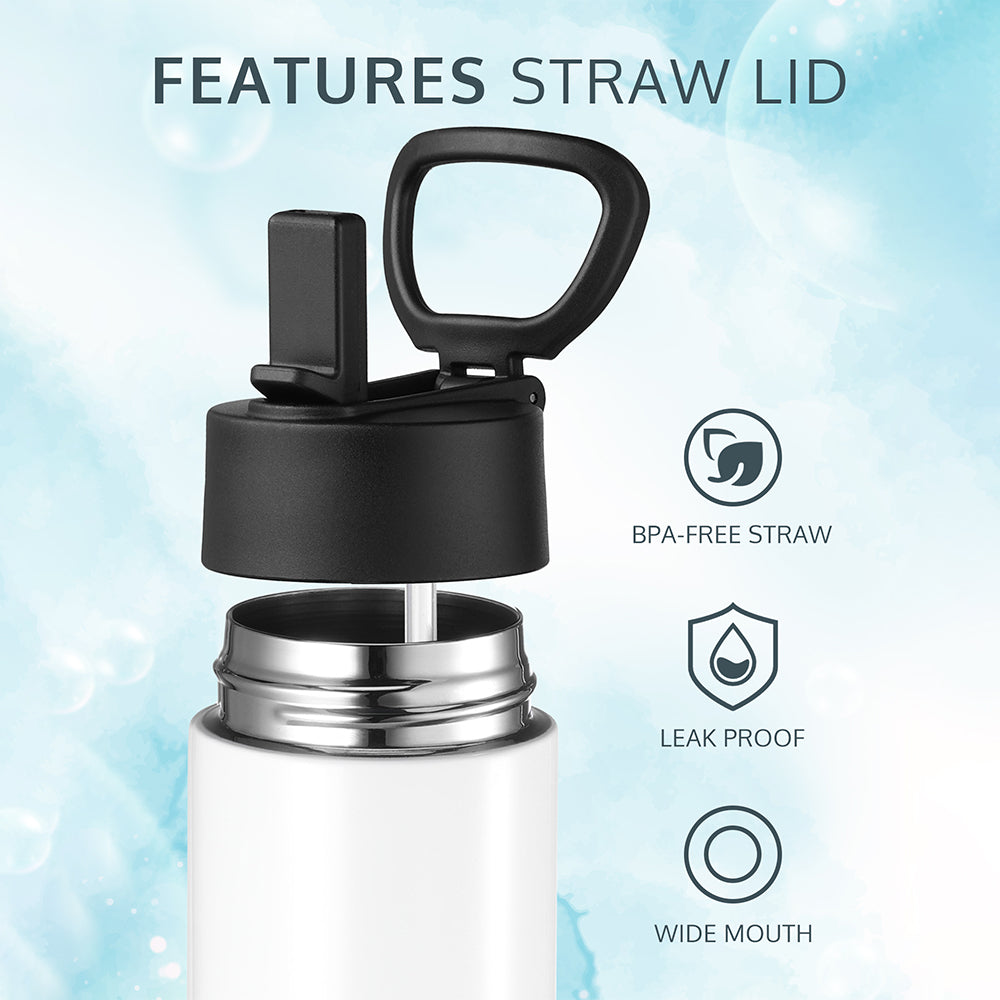 16oz Blank Kids Water Bottle with Straw for Sublimation Heat Press