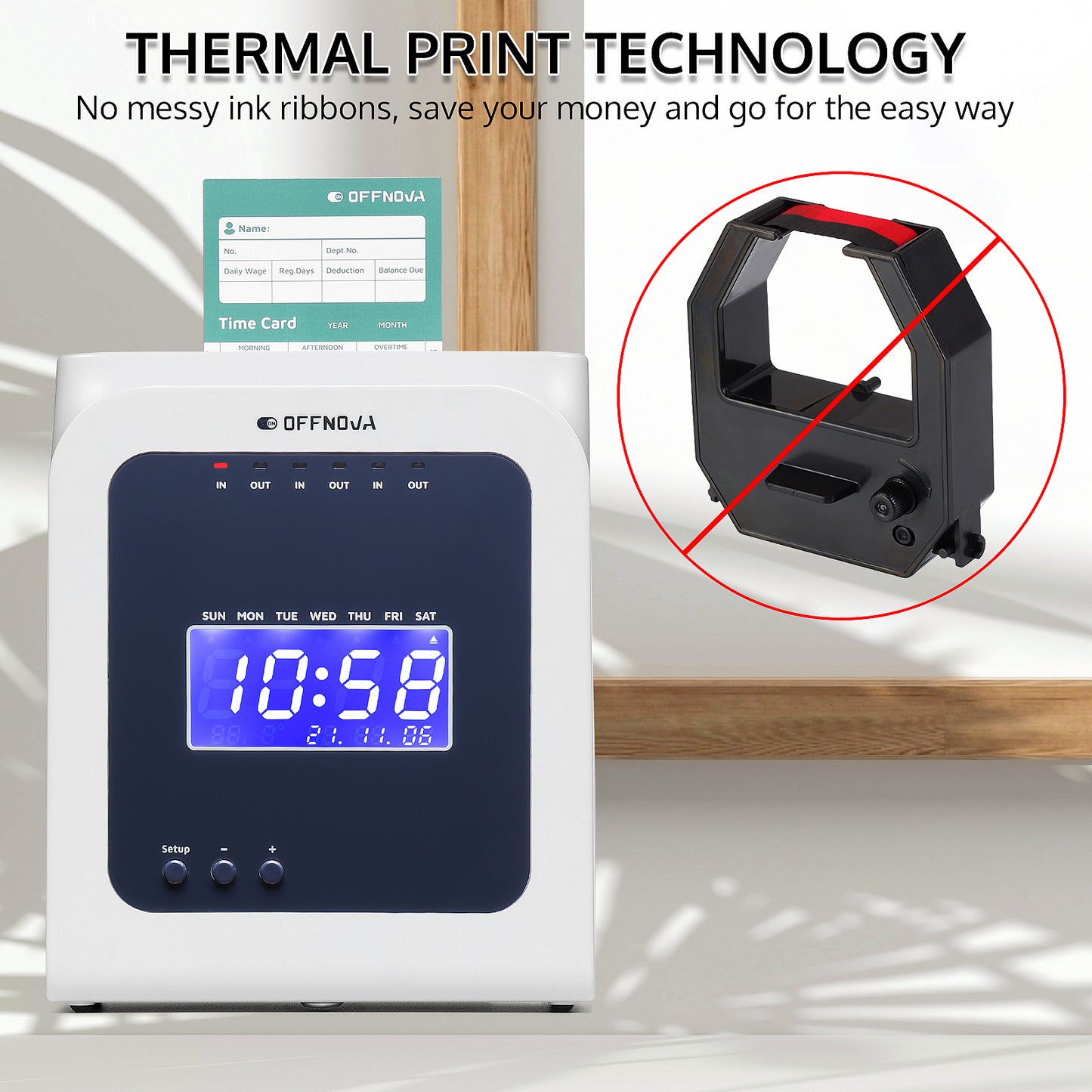 Thermal Punch Time Clock with 50 Time Cards
