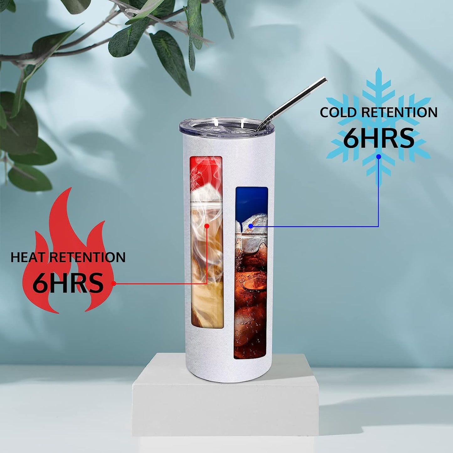 20oz Blank Tumbler for Sublimation Heat Press 2-Pack with Straw, Shrink Wrap, Non-slip Silicone Base