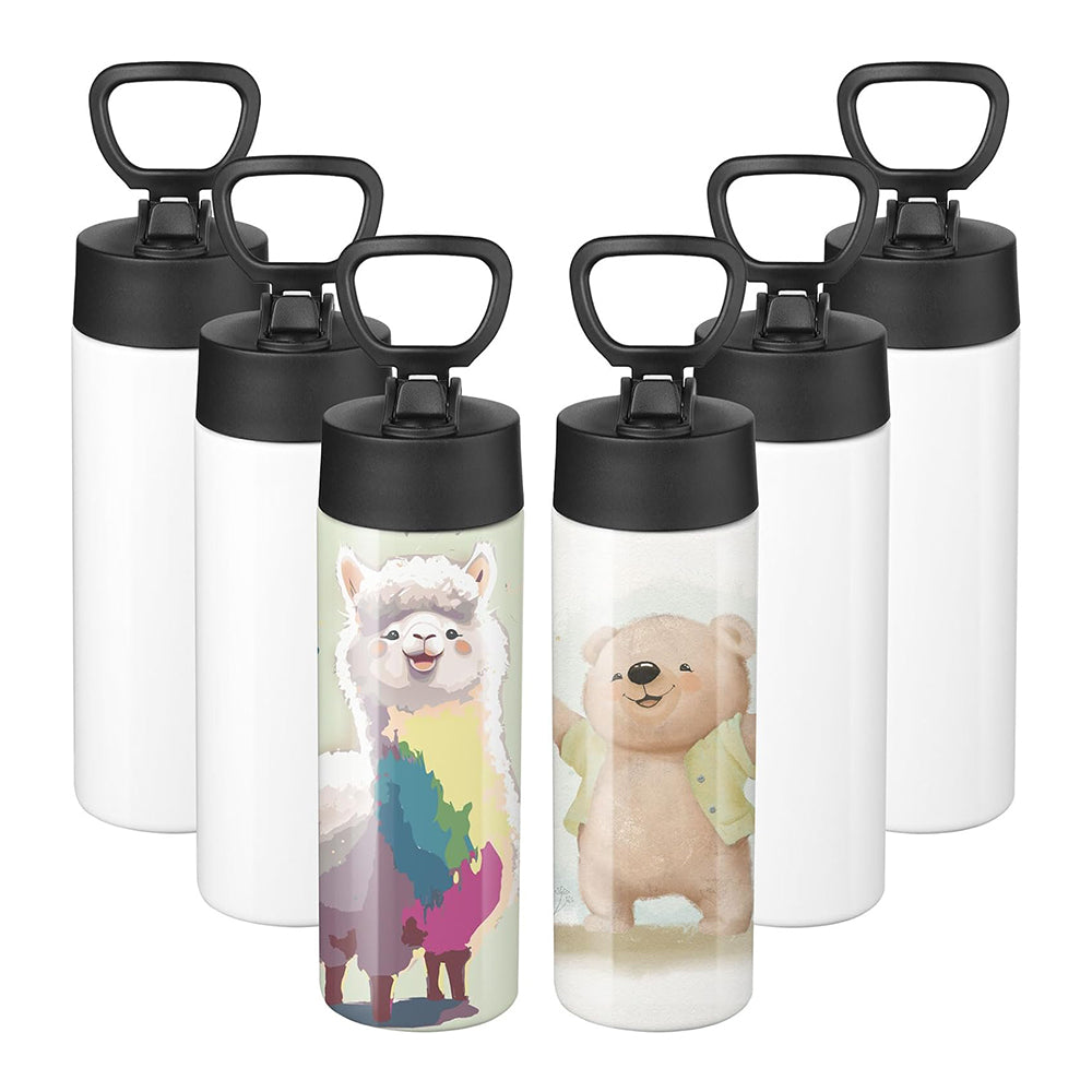 16oz Blank Kids Water Bottle with Straw for Sublimation Heat Press