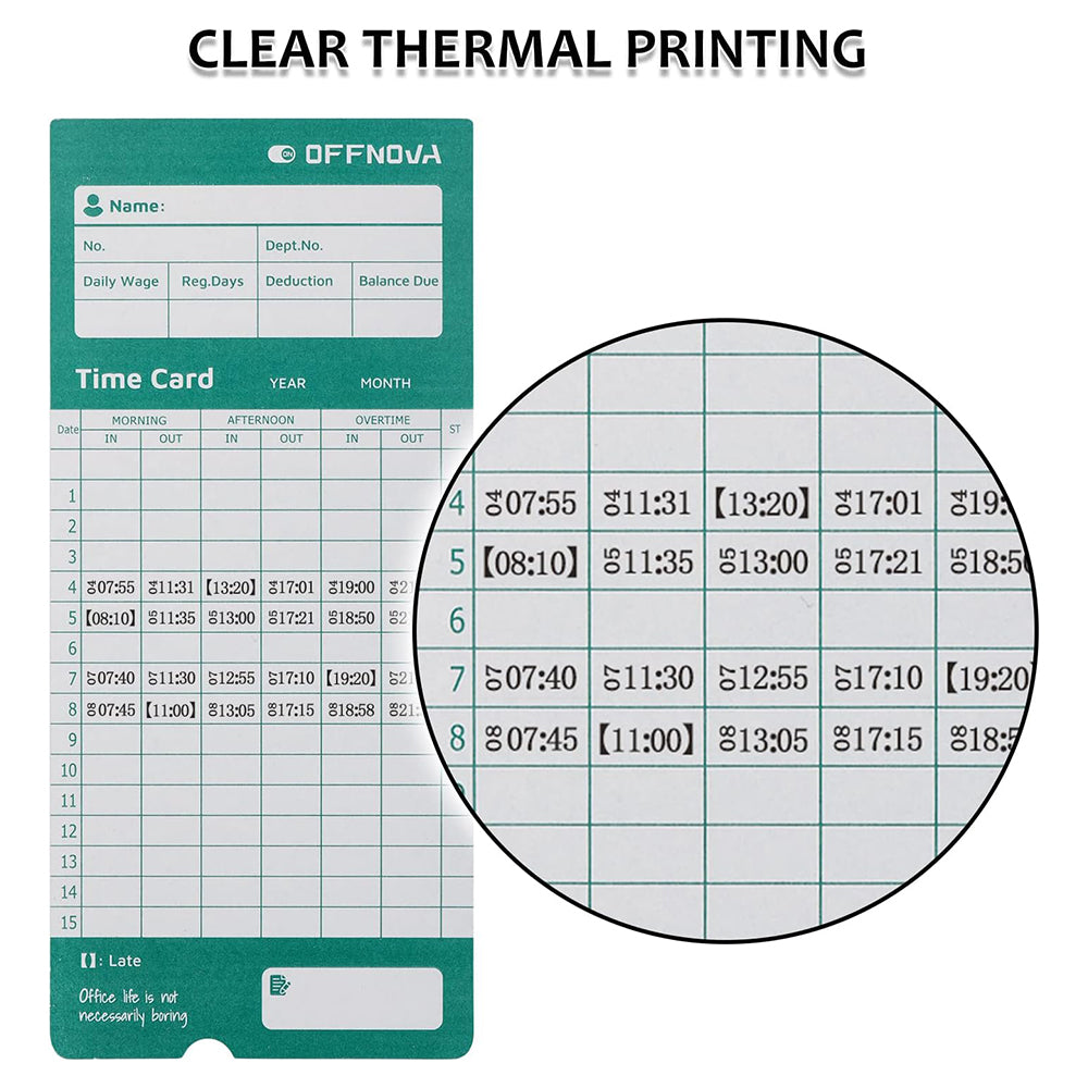 50 Sheets Double-Sided Monthly Thermal Time Card for Thermal Punch Time Clock
