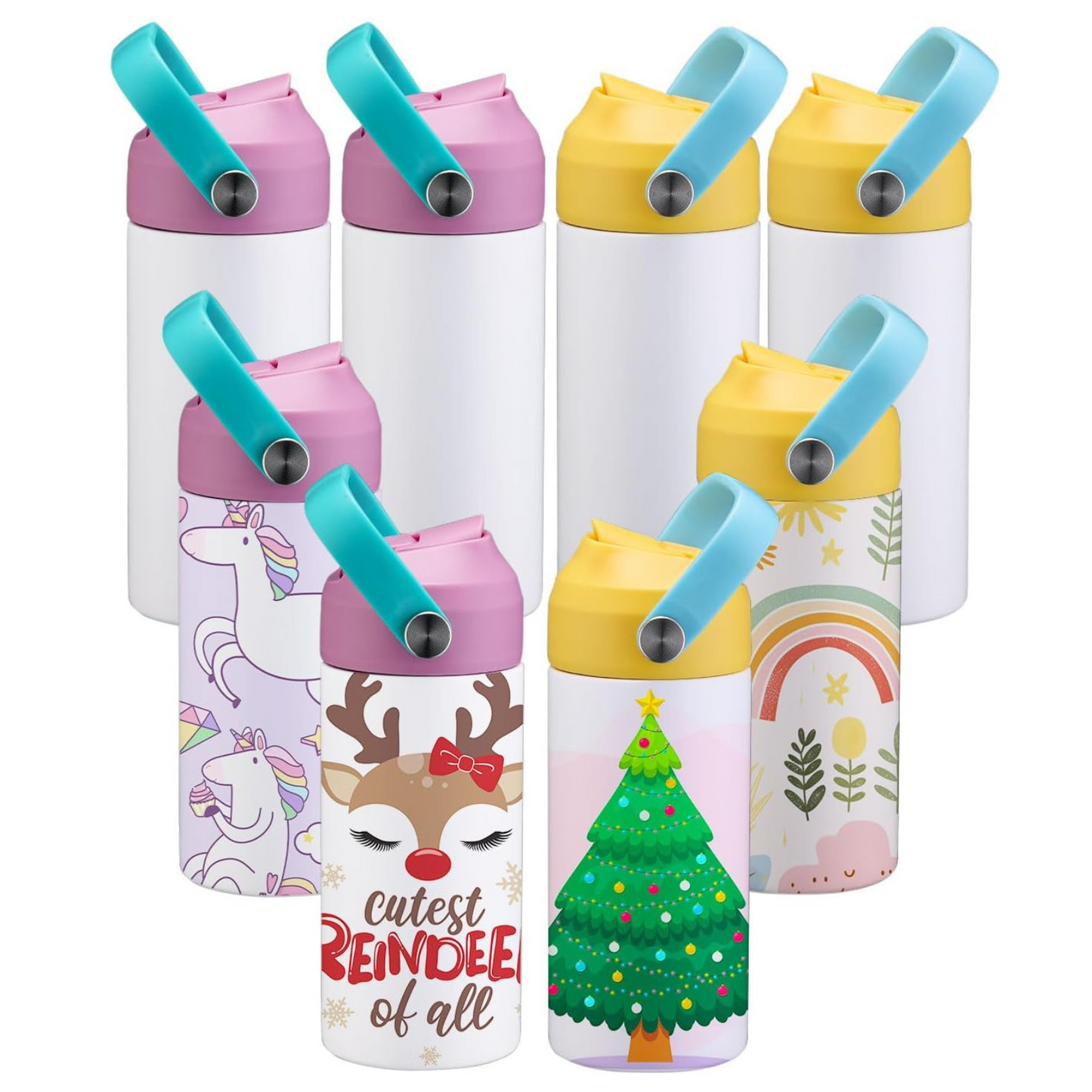 12oz Blank Kids Water Bottle with C Lid for Sublimation Heat Press