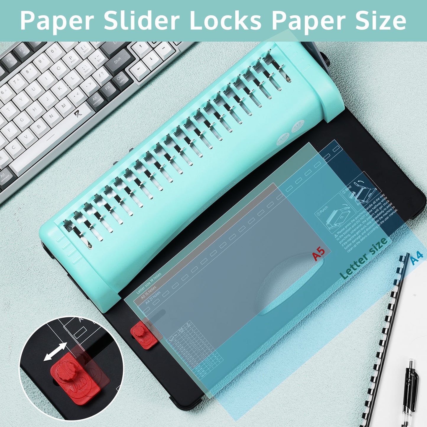21-Hole Combo Binding Machine for Letter Size/A4/A5 Paper