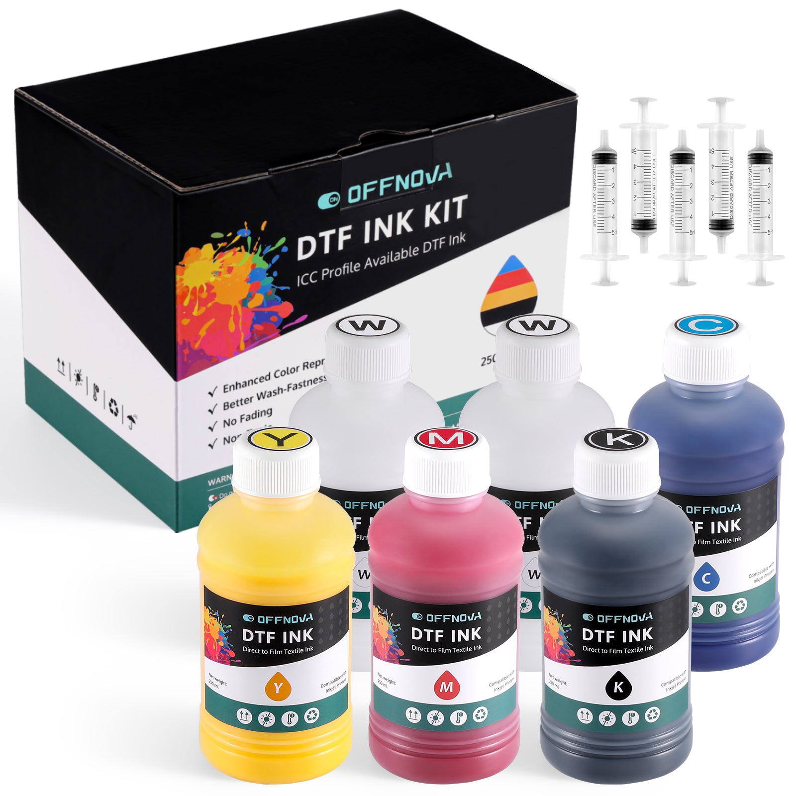 DTF Pigment Ink Kit CMYK+White 250ml
