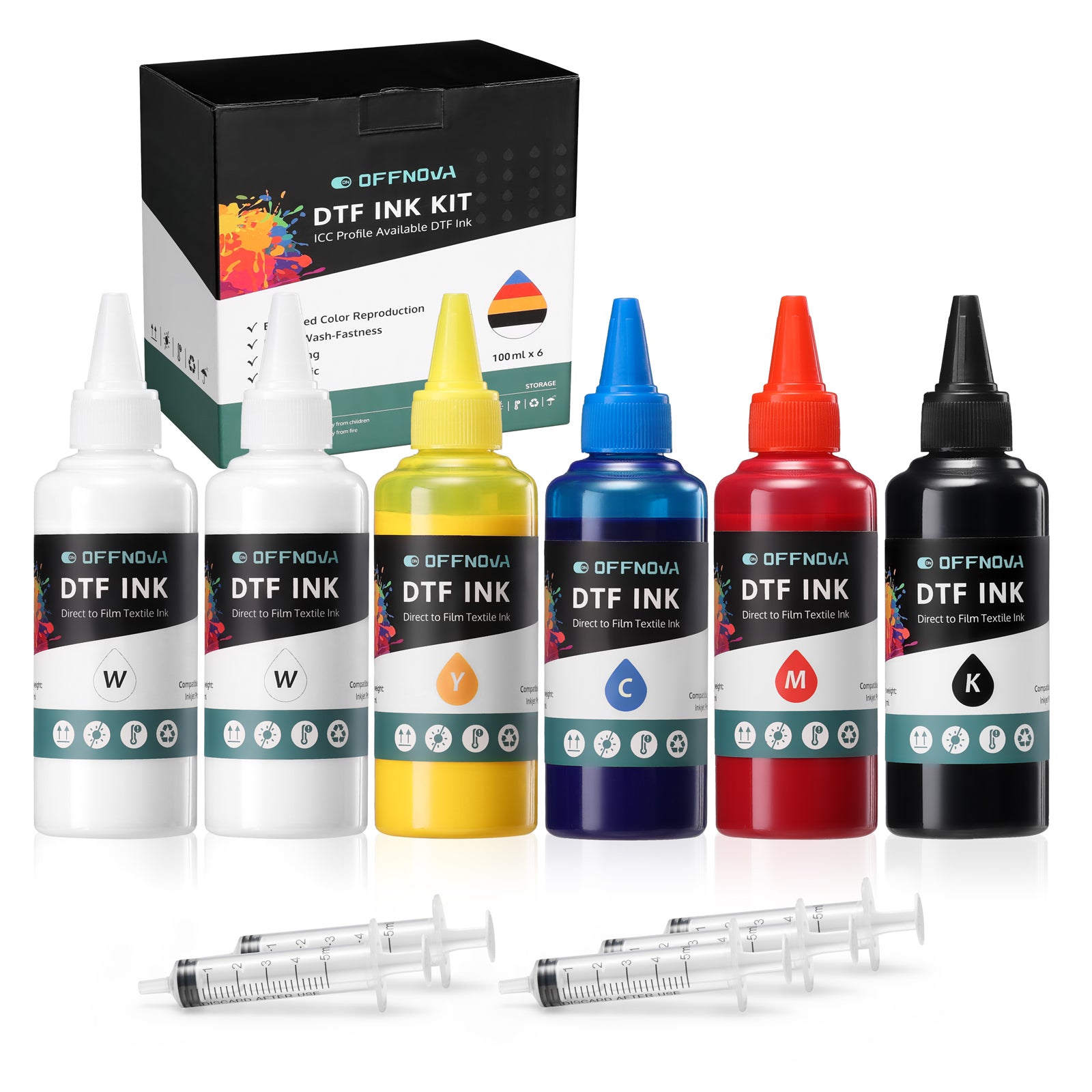 DTF Pigment Ink Kit CMYK+White 100ml