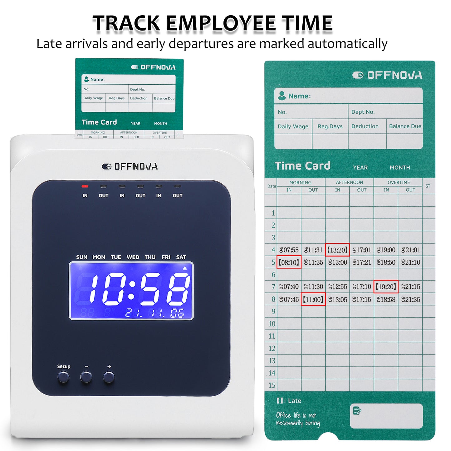 Thermal Punch Time Clock with 50 Time Cards