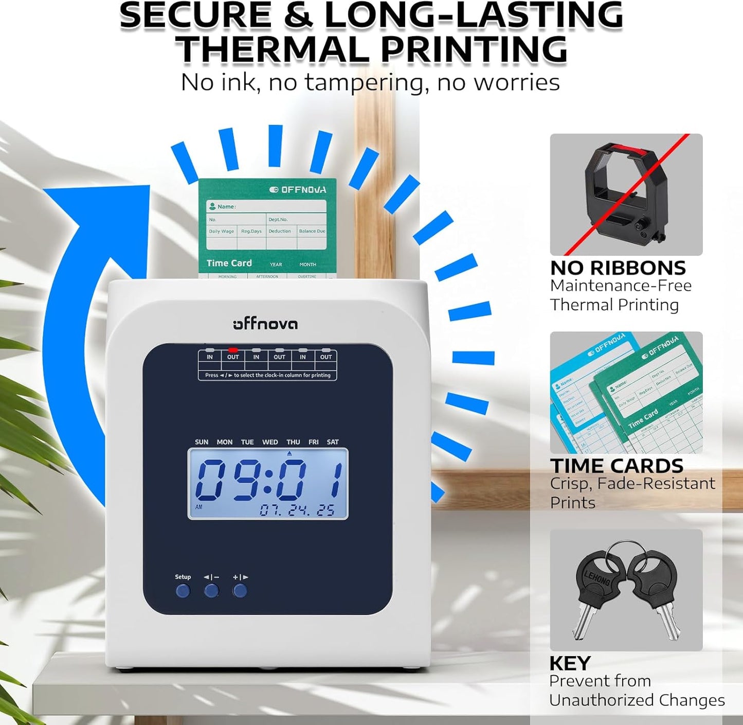 Thermal Punch Time Clock with 50 Time Cards