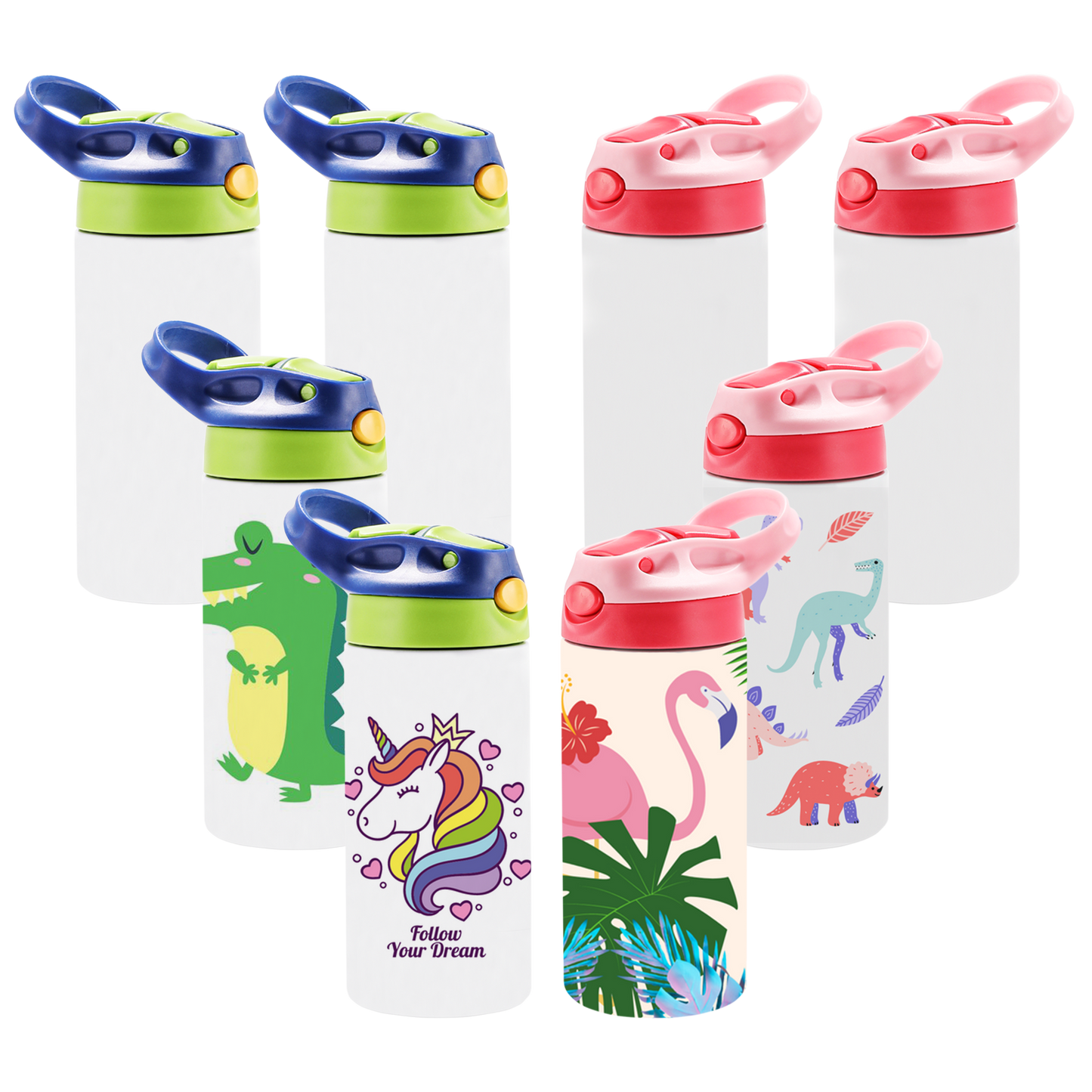 12oz Blank Kids Water Bottle with Handle for Tumbler Sublimation Heat Press Printing