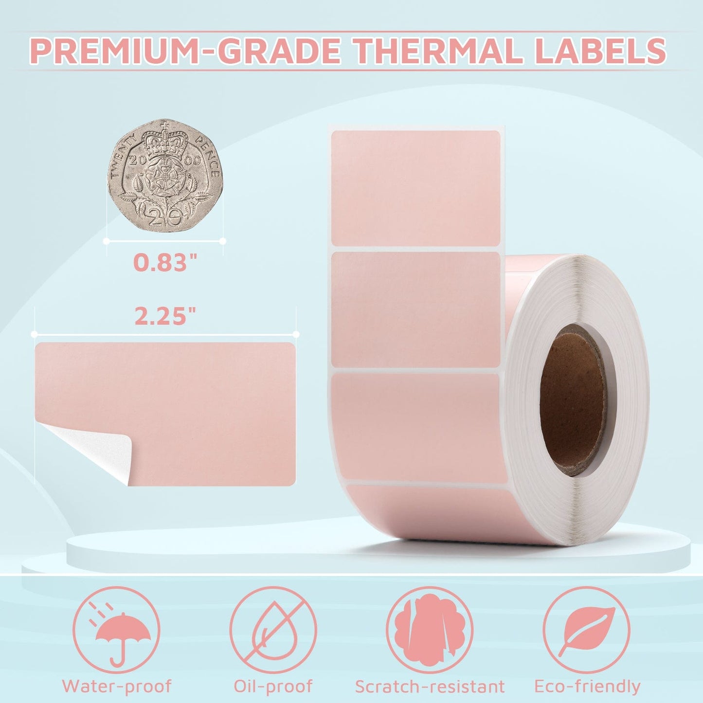 2.25" x 1.25" Direct Thermal Labels for Thermal Shipping Label Printer