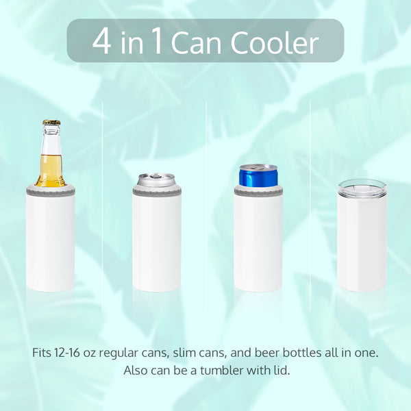 4 in 1 Can/Bottle Cooler Sublimation Tumbler Blanks, 16oz