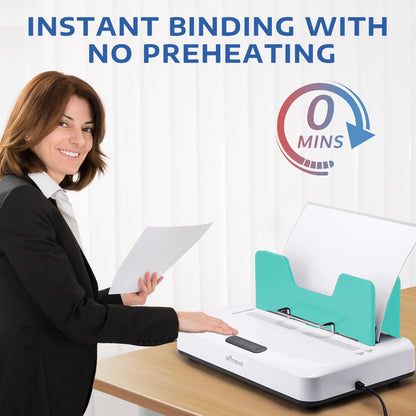 Thermal Binding Machine with 20 pcs Cover Built-in Hot Melt Adhesive - No Preheat & Air Cooling