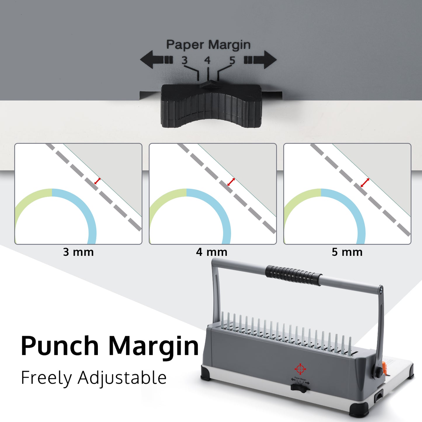 21-Hole Combo Binding Machine for Letter Size/A4/A5 Paper