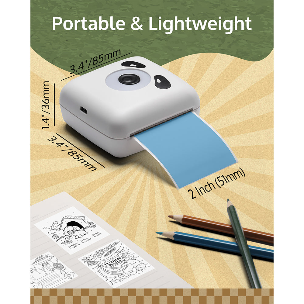 2-Inch Mini Pocket Inkless Sticker Printer