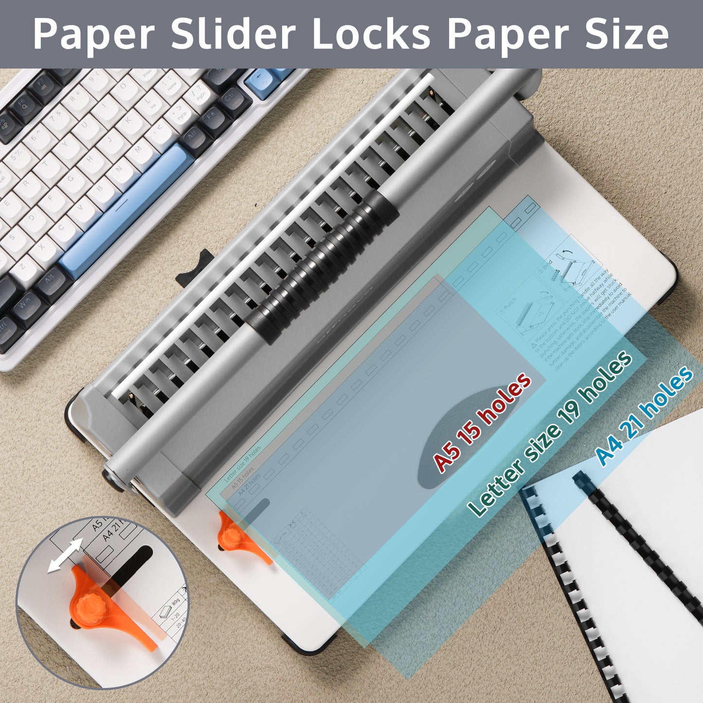 21-Hole Combo Binding Machine for Letter Size/A4/A5 Paper