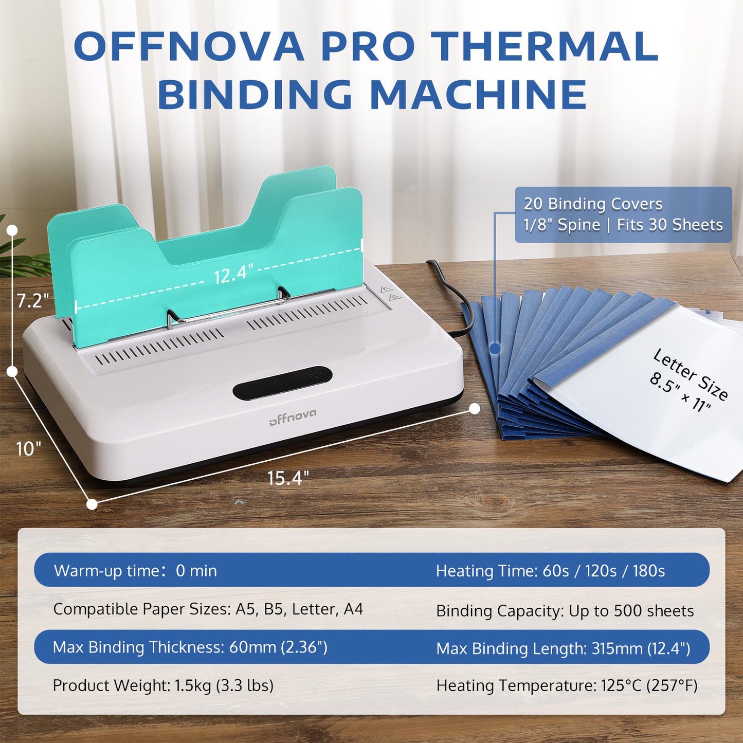 Thermal Binding Machine with 20 pcs Cover Built-in Hot Melt Adhesive - No Preheat & Air Cooling