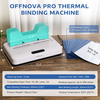 Thermal Binding Machine with 20 pcs Cover Built-in Hot Melt Adhesive - No Preheat & Air Cooling