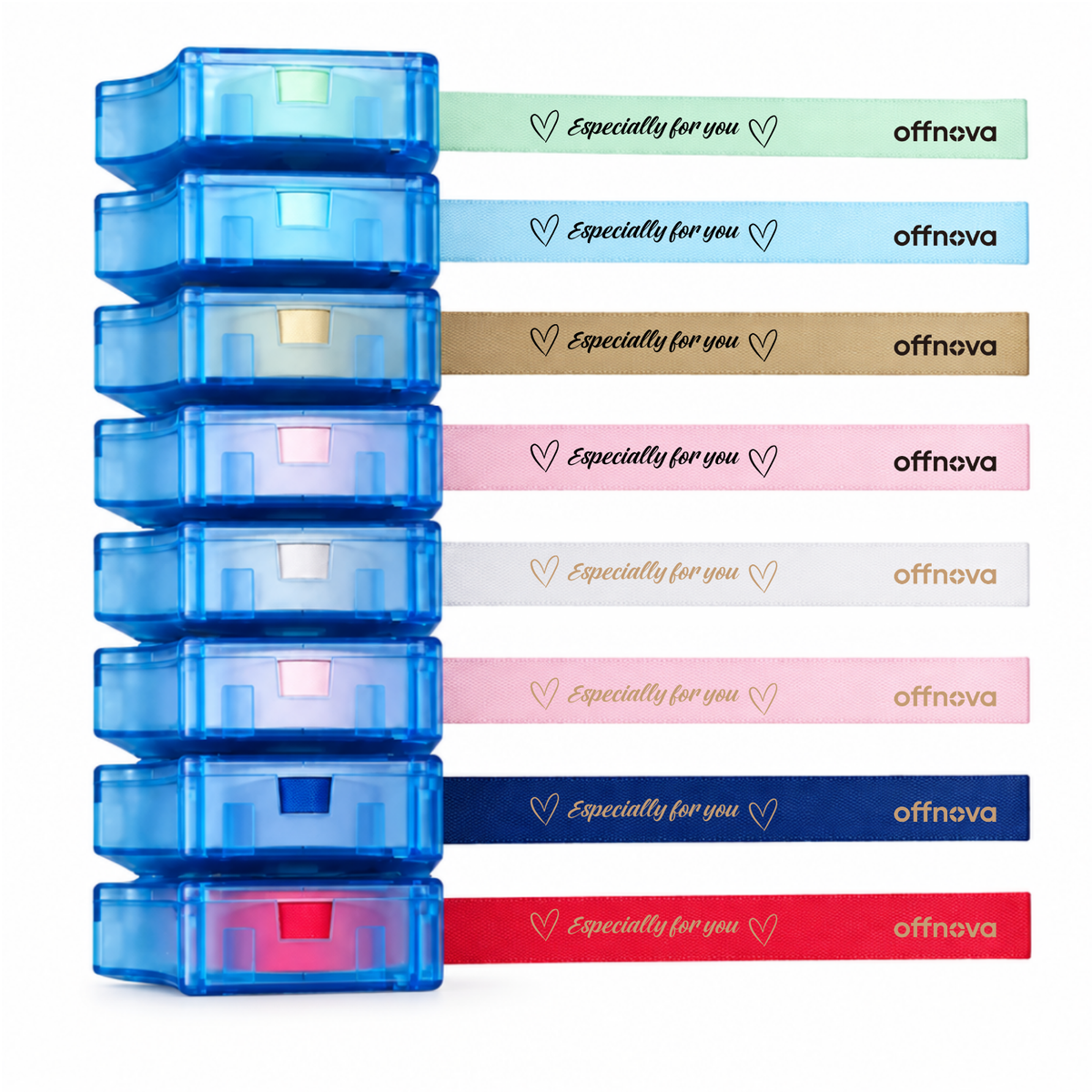 1/2" Satin Ribbon for Ribbon Printer | 8pcs Multi-Color Set, Black / Gold Text Printing