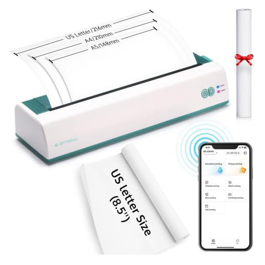 Green Portable Thermal Printer with Thermal Paper Roll