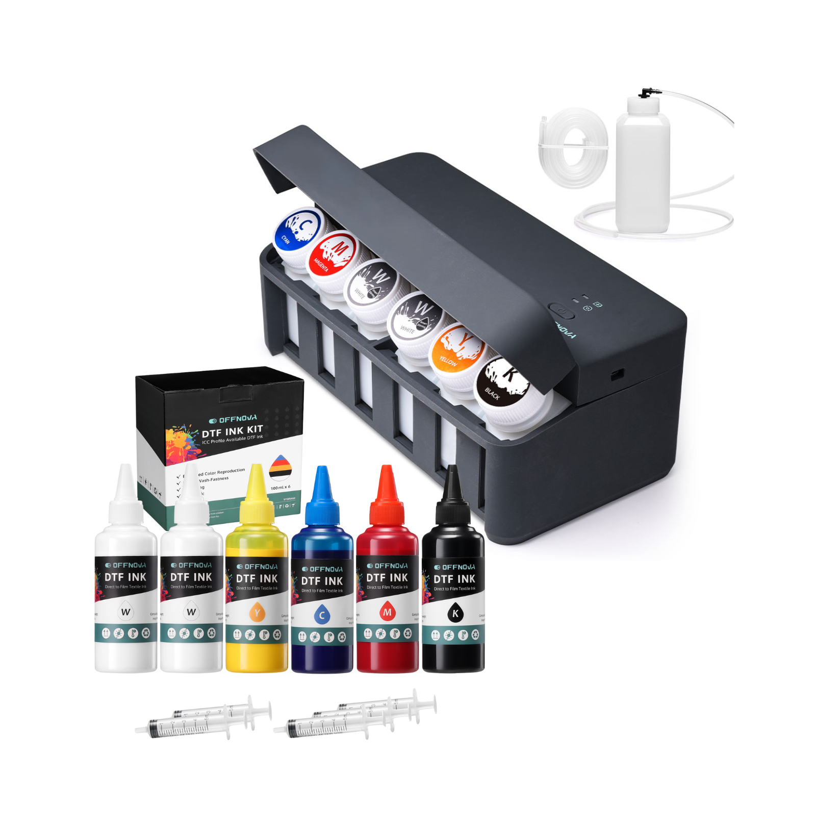 DTF CISS and DTF Ink 100ml x6 - White x2+CMYK