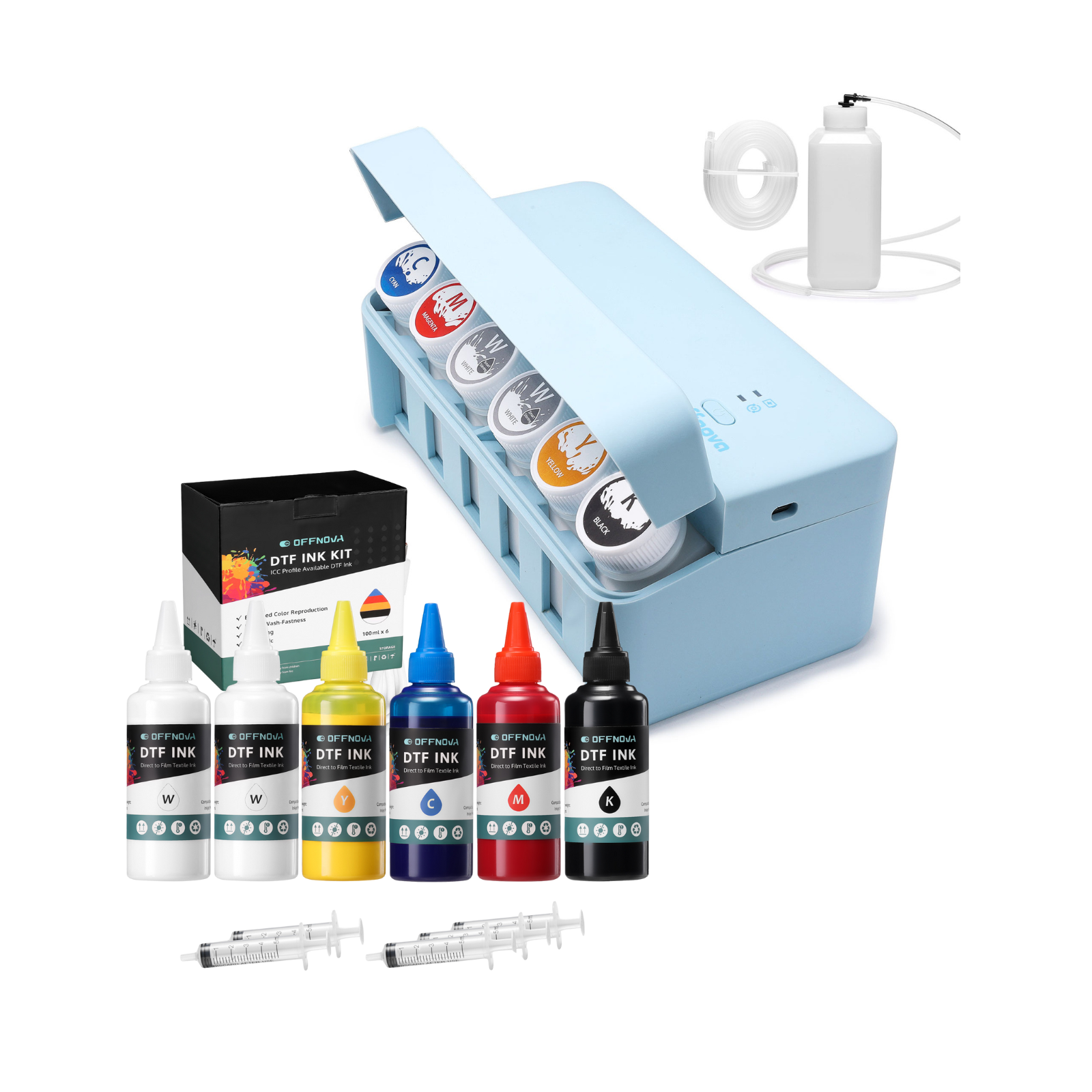 DTF CISS and DTF Ink 100ml x6 - White x2+CMYK