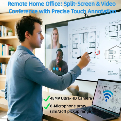 OFFNOVA 65" Interactive Smart Board - 4K UHD Anti-Glare Capacitive Touchscreen, Wall Mount Included