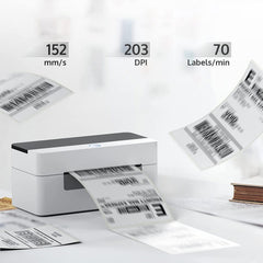Auto-calibration Thermal Label Printer (4B-2054N, white) - Open Box