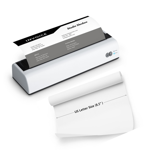 Black Portable Thermal Printer with Thermal Paper Roll