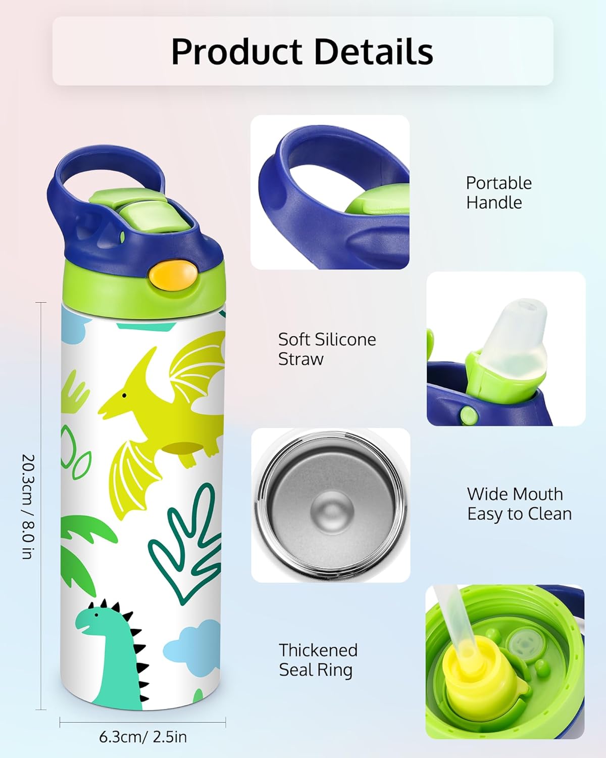 16oz Sublimation Blank Kids Water Bottle with Handle