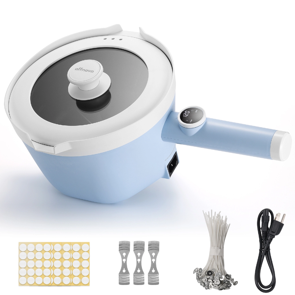 Self-Stirring Wax Melter Kit, 3L Large Capacity Wax Melting Pot with Digital Temp Display & Extended Heat-Resistant Handle