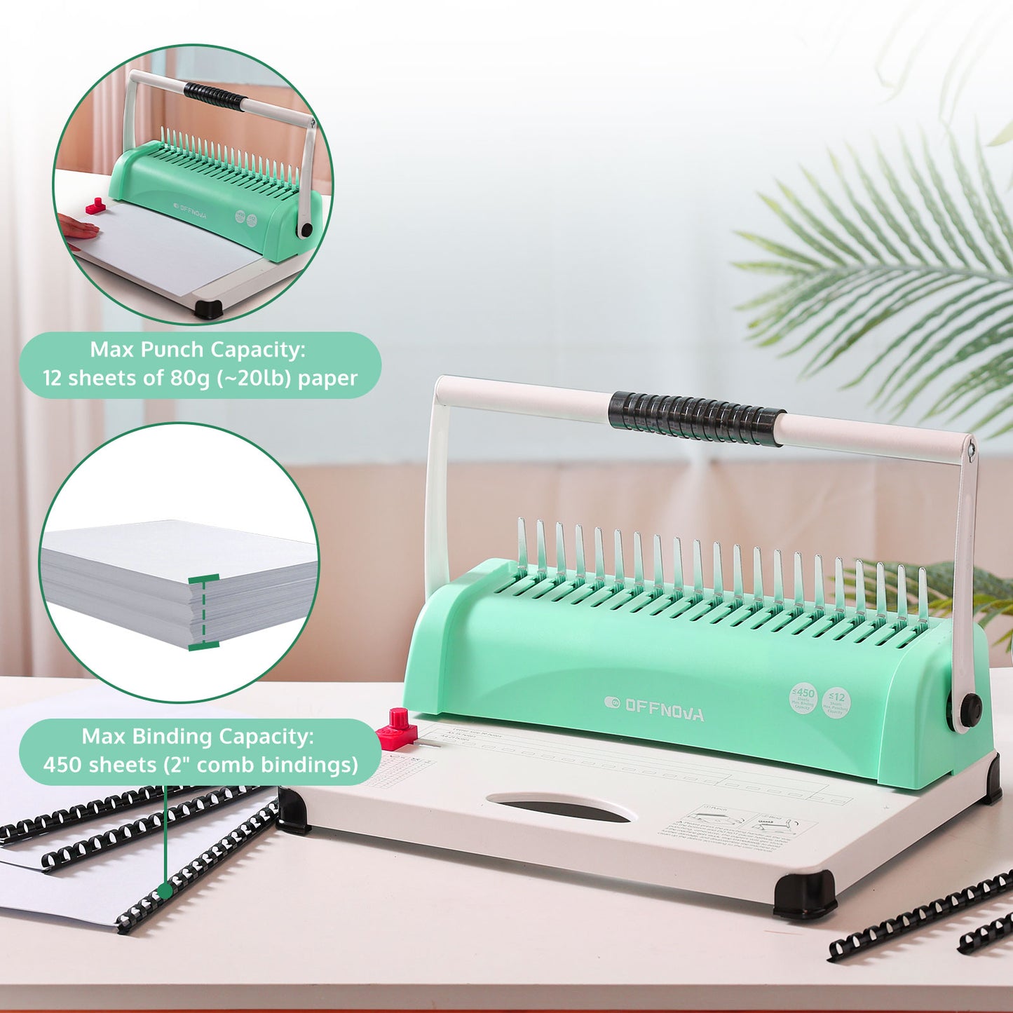 21-Holes Comb Binding Machine, Double-handle