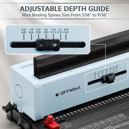 ADIUSTABLE DEPTH GUIDE - Wire Binding Spines Size From 3/16" to 9/16