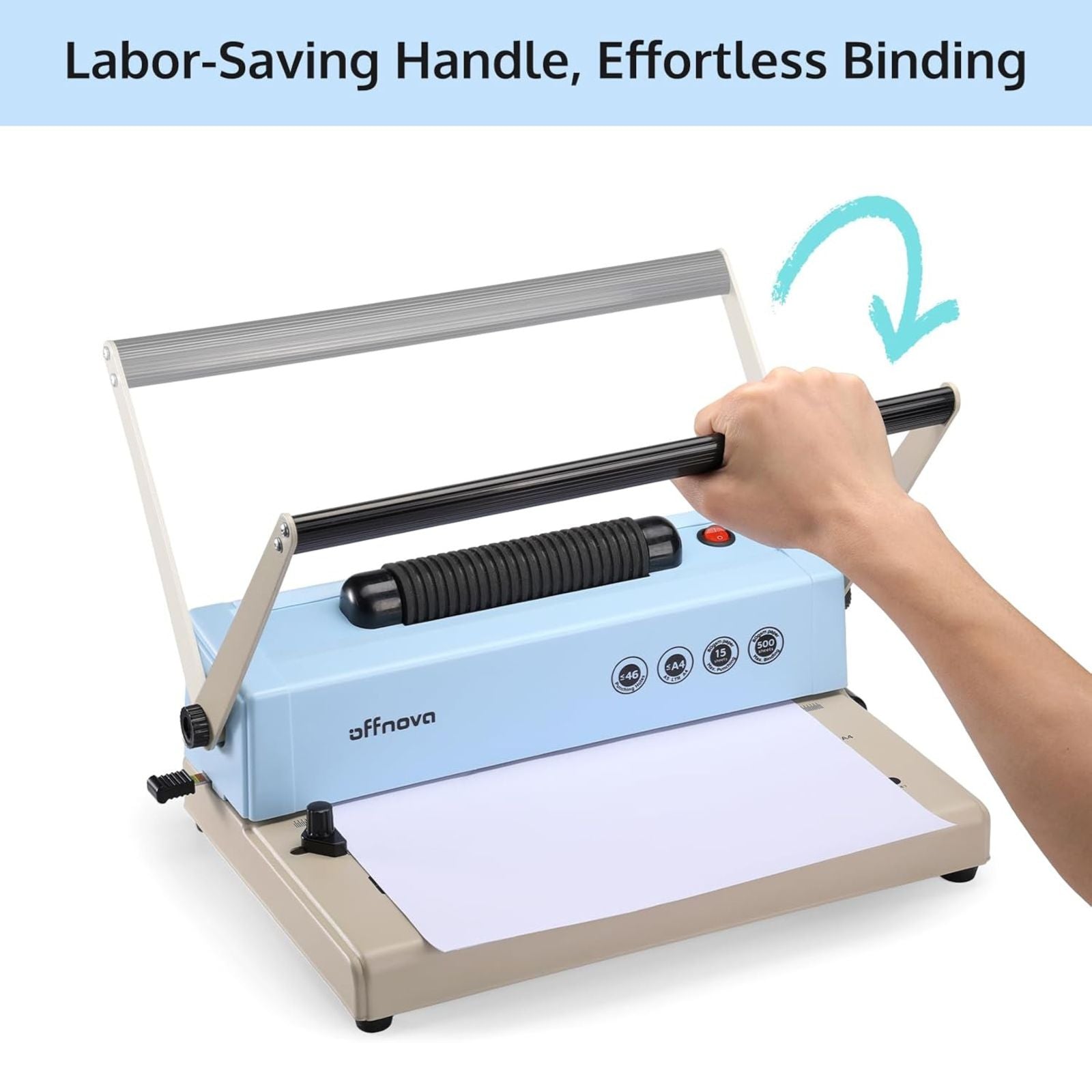 Double-handle spiral coil binding machine are labor-saving and effortless binding.