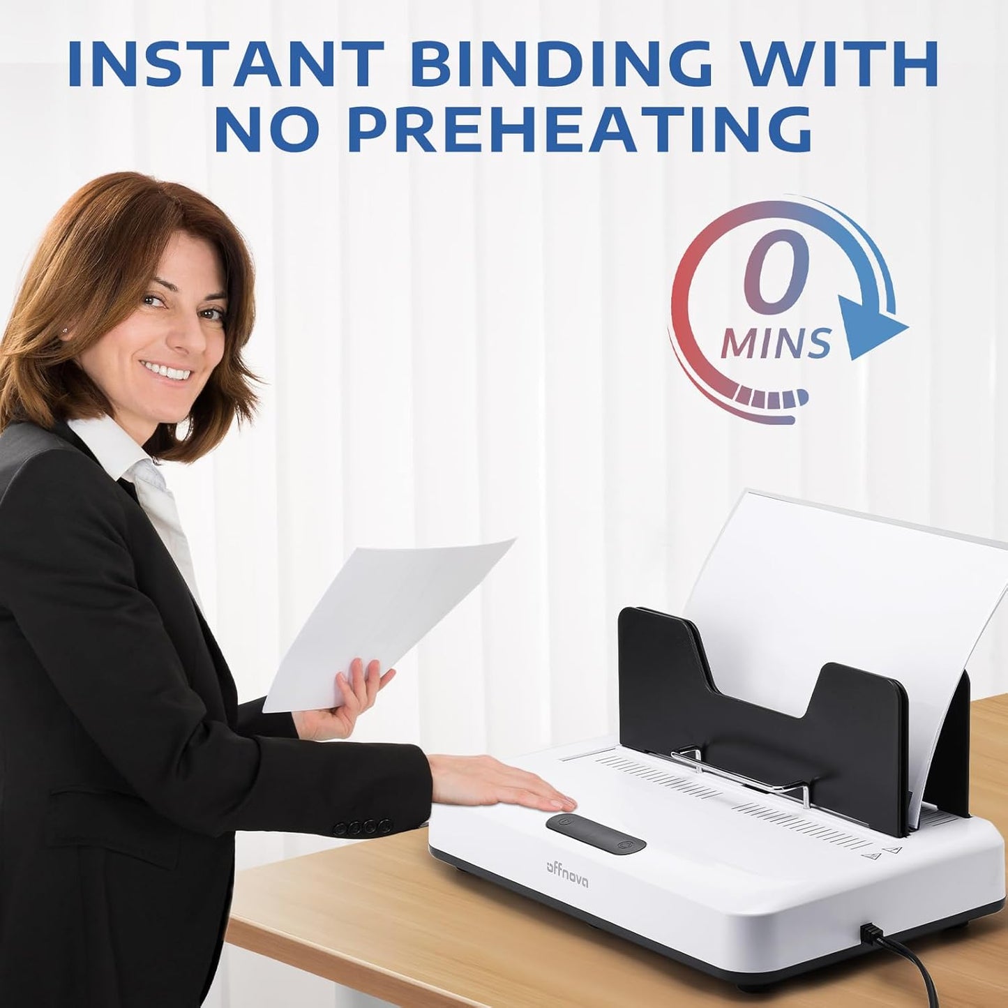 The thermal binding machine can binding papers Instantly without preheating
