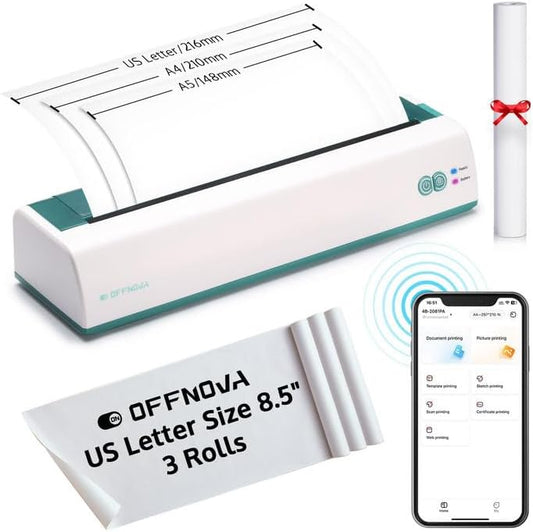 Green Portable Thermal Printer with Thermal Paper Roll