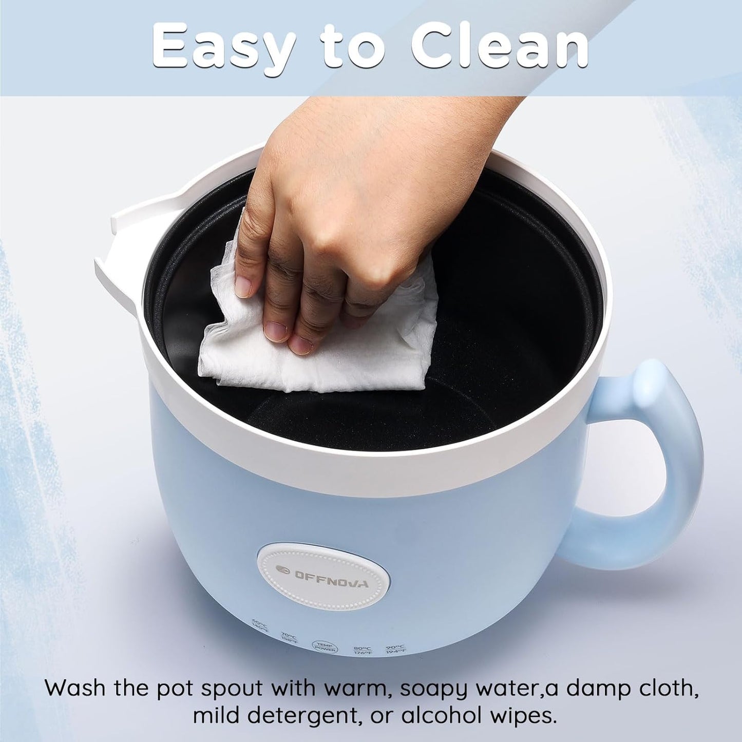 The wax melting pot is ease to clean.