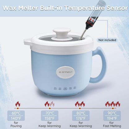 Wax melter with built-in temperature sensor and temperature