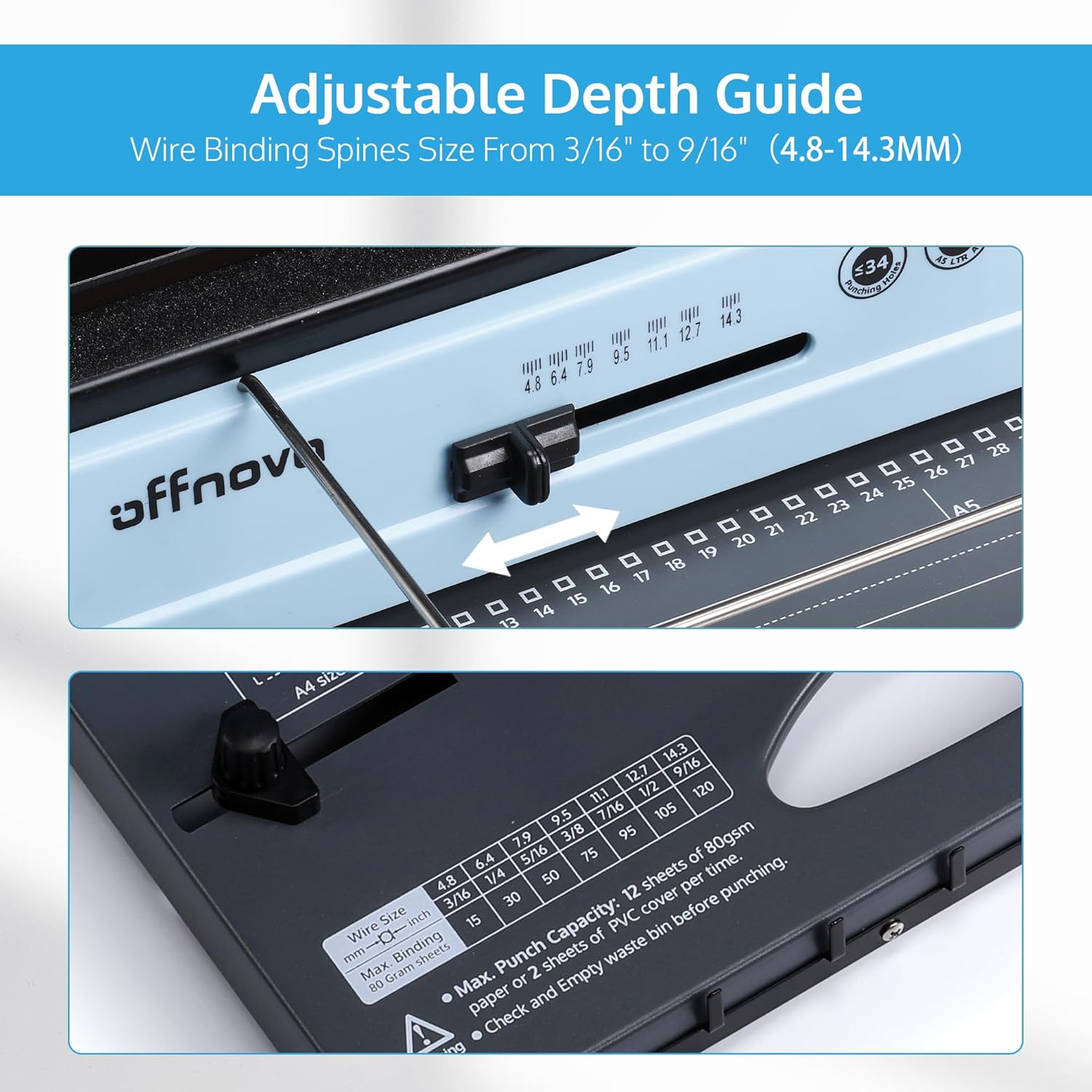 OFFNOVA 3:1 Wire Binding Machine for Letter Size/A4/A5 Single-handle OFFNOVA 3:1 Wire Binding Machine for Letter Size/A4/A5 Single-handle