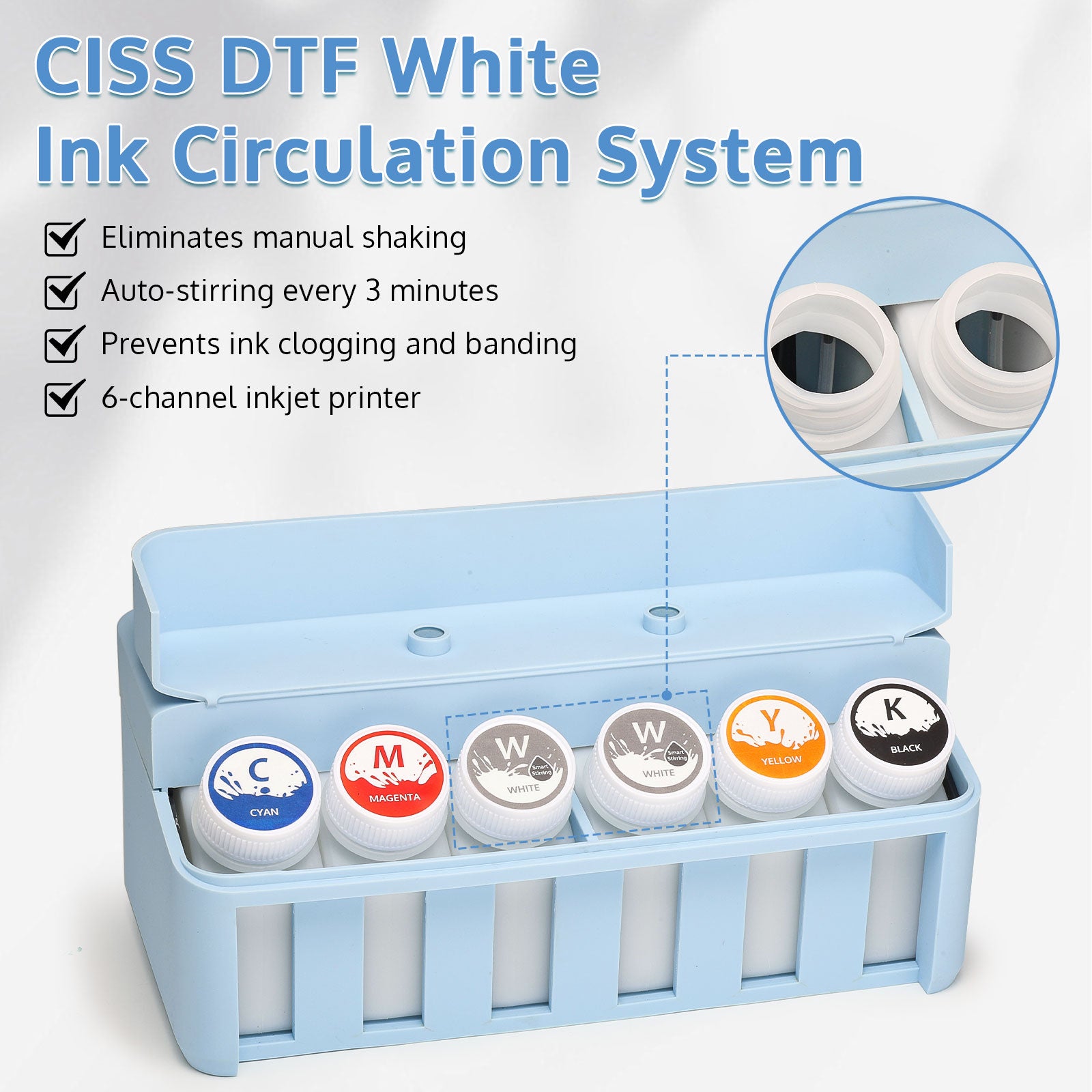 DTF CISS (without chip) with white Ink circulation for ET8550 L805