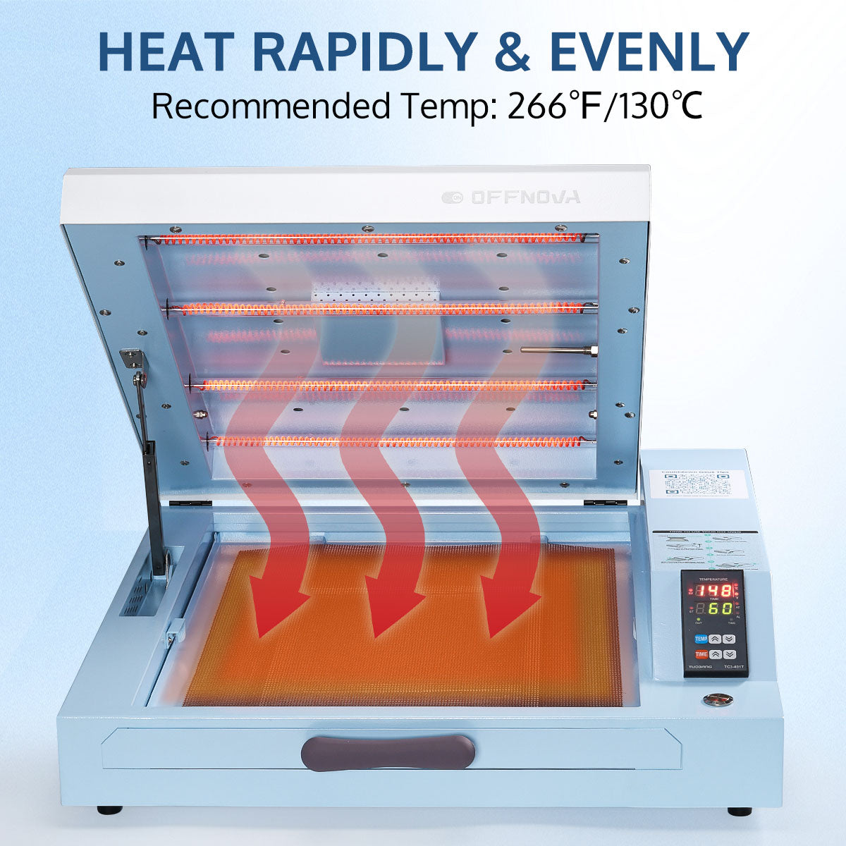 Heat rapidly & evenly - 266°F/130°C
