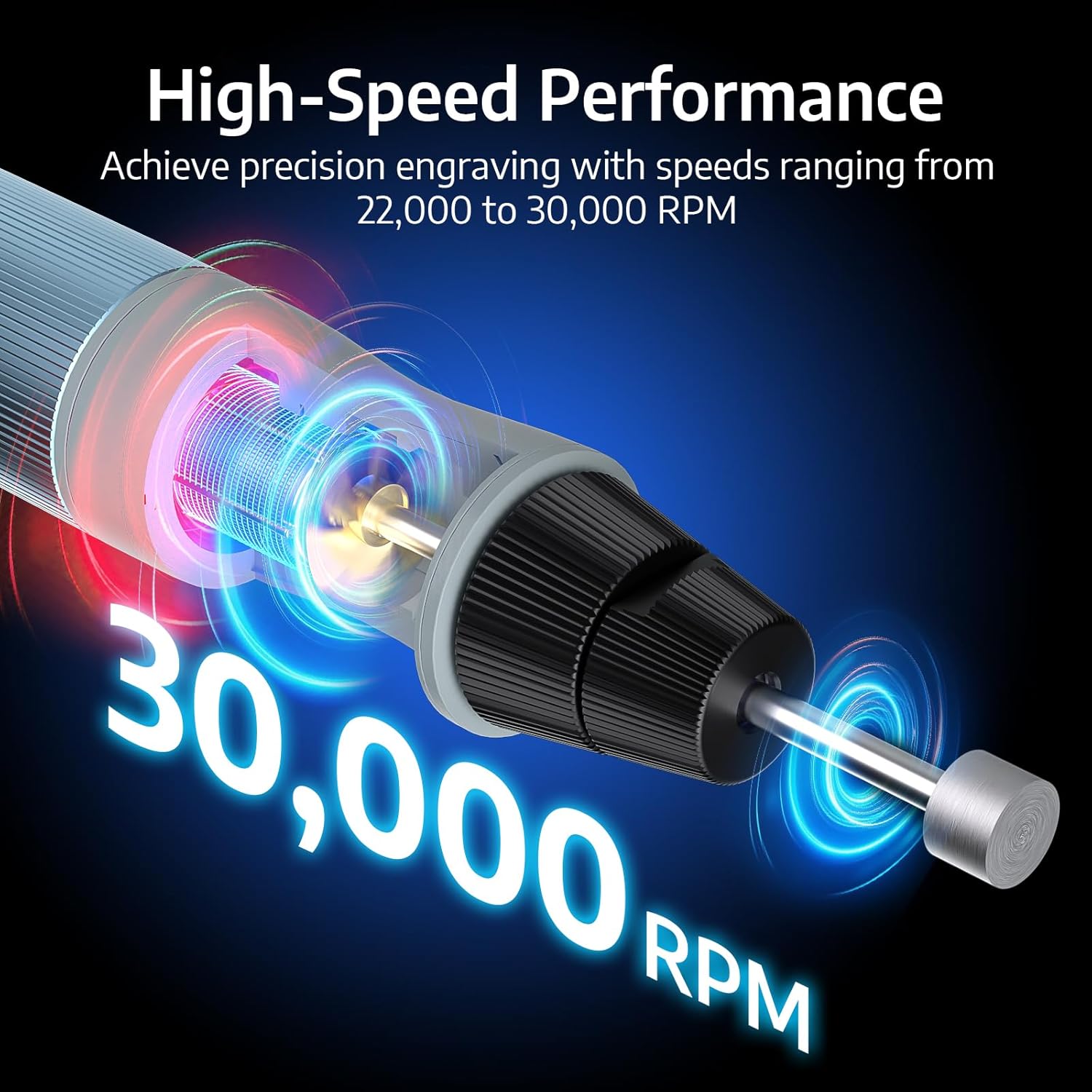 High-speed engraving pen - Achieve precision engraving with speeds ranging from 22,000 to 30,000 RPM