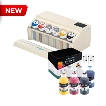 Upgraded DTF CISS ink kit with 6-pack 250ml pigment ink - KCYM+2x White