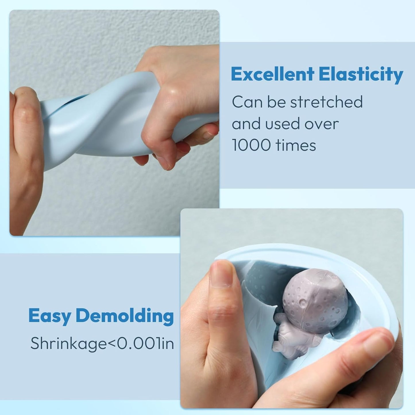 The Silicone has excellent elasticity and easy demolding properties.