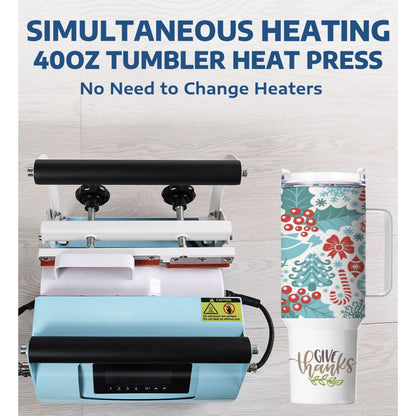 SIMULTANEOUS HEATING 40OZ TUMBLER HEAT PRESS - No Need to change Heaters