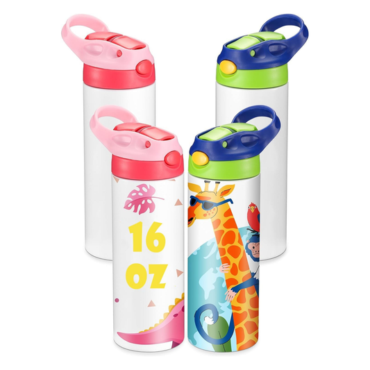4-Pack 16oz sublimation blank kids' water bottles