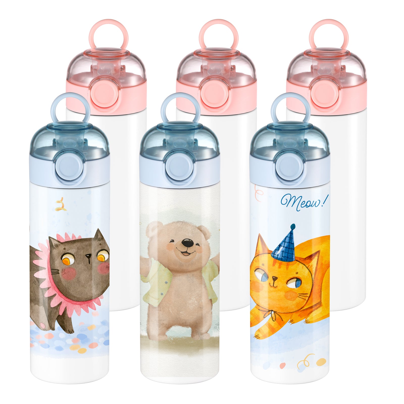 6-Pack 12oz kids' sublimation blank water bottles