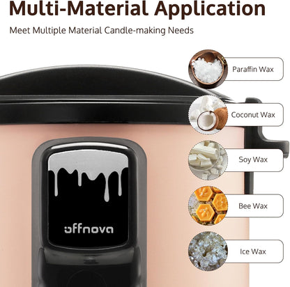 Offnova candle-making machine with wax types displayed