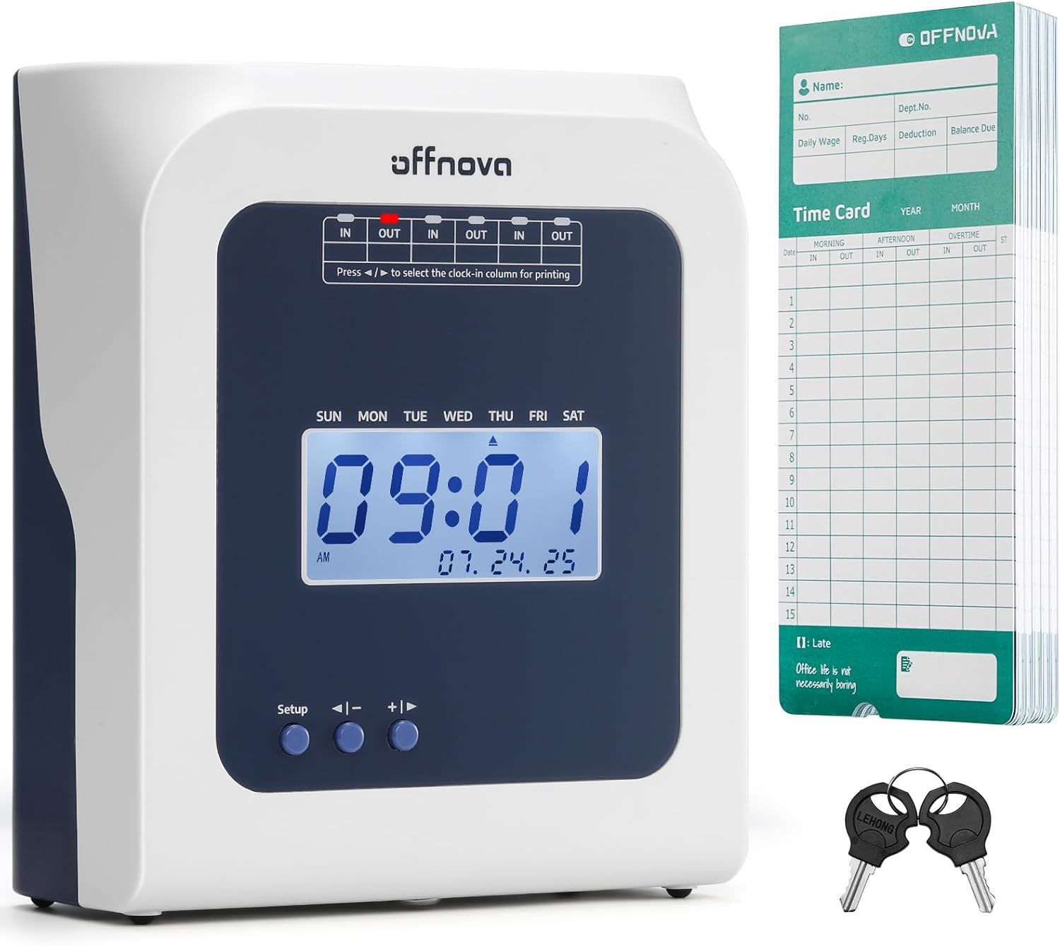 OFFNOVA Thermal Punch Time Clock with 50 Time Cards for Employees