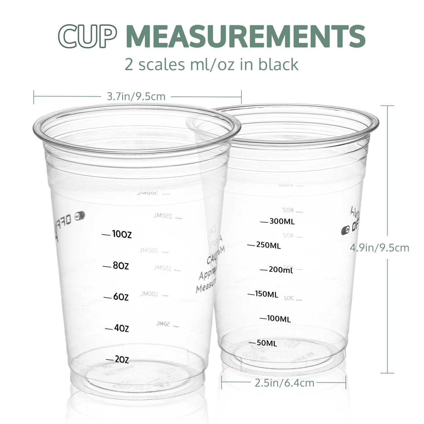 Cup Measurements - 2 scales ml/oz in black